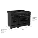 ZLINE 48 in. 6.0 cu. ft. Legacy Dual Fuel Range with Gas Cooktop and 2 Electric Ovens in Black Stainless Steel with 6 Brass Burners (RAB-BR-48)