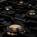ZLINE 48 in. 6.0 cu. ft. Legacy Dual Fuel Range with Gas Cooktop and 2 Electric Ovens in Black Stainless Steel with 6 Brass Burners, Open Box-Great Condition