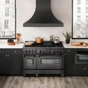 ZLINE 48 in. 6.0 cu. ft. Legacy Dual Fuel Range with Gas Cooktop and 2 Electric Ovens in Black Stainless Steel with 6 Brass Burners, Open Box-Great Condition
