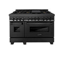 ZLINE 48 in. 6.0 cu. ft. Legacy Dual Fuel Range with Gas Cooktop and 2 Electric Ovens in Black Stainless Steel with 6 Brass Burners, Open Box-Good Condition