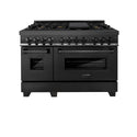 ZLINE 48 in. 6.0 cu. ft. Legacy Dual Fuel Range with Gas Cooktop and 2 Electric Ovens in Black Stainless Steel with 6 Brass Burners, Open Box-Great Condition