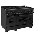 ZLINE 48 in. 6.0 cu. ft. Legacy Dual Fuel Range with Gas Cooktop and 2 Electric Ovens in Black Stainless Steel with 6 Brass Burners, Open Box-Great Condition