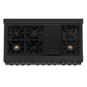 ZLINE 48 in. 6.0 cu. ft. Legacy Dual Fuel Range with Gas Cooktop and 2 Electric Ovens in Black Stainless Steel with 6 Brass Burners, Open Box-Great Condition