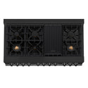 ZLINE 48 in. 6.0 cu. ft. Legacy Dual Fuel Range with Gas Cooktop and 2 Electric Ovens in Black Stainless Steel with 6 Brass Burners, Open Box-Good Condition