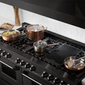 ZLINE 60 in. 7.4 cu. ft. Legacy Dual Fuel Range with Gas Cooktop and 2 Electric Convection Ovens in Black Stainless Steel with 8 Brass Burners, Open Box-Great Condition