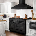 ZLINE 60 in. 7.4 cu. ft. Legacy Dual Fuel Range with Gas Cooktop and 2 Electric Convection Ovens in Black Stainless Steel with 8 Brass Burners, Open Box-Great Condition