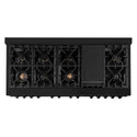 ZLINE 60 in. 7.4 cu. ft. Legacy Dual Fuel Range with Gas Cooktop and 2 Electric Convection Ovens in Black Stainless Steel with 8 Brass Burners, Open Box-Great Condition