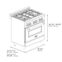 ZLINE Autograph Edition 30 in. 4.0 cu. ft. Legacy Dual Fuel Range with 4 Burner Gas Cooktop and Electric Convection Oven in Black Stainless Steel and Champagne Bronze Accents (RABZ-30-CB)