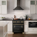 ZLINE Autograph Edition 30 in. 4.0 cu. ft. Legacy Dual Fuel Range with 4 Burner Gas Cooktop and Electric Convection Oven in Black Stainless Steel and Champagne Bronze Accents, Open Box-Great Condition
