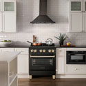 ZLINE Autograph Edition 30 in. 4.0 cu. ft. Legacy Dual Fuel Range with 4 Burner Gas Cooktop and Electric Convection Oven in Black Stainless Steel and Polished Gold Accents, Open Box-Great Condition