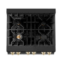 ZLINE Autograph Edition 30 in. 4.0 cu. ft. Legacy Dual Fuel Range with 4 Burner Gas Cooktop and Electric Convection Oven in Black Stainless Steel and Polished Gold Accents, Open Box-Good Condition