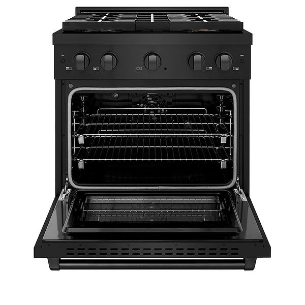 ZLINE 30 in. 4.2 cu. ft. Paramount Dual Fuel Range with 4 Burner DuoPro™ Cooktop and Electric Convection Oven in Black Stainless Steel, Open Box-Great Condition