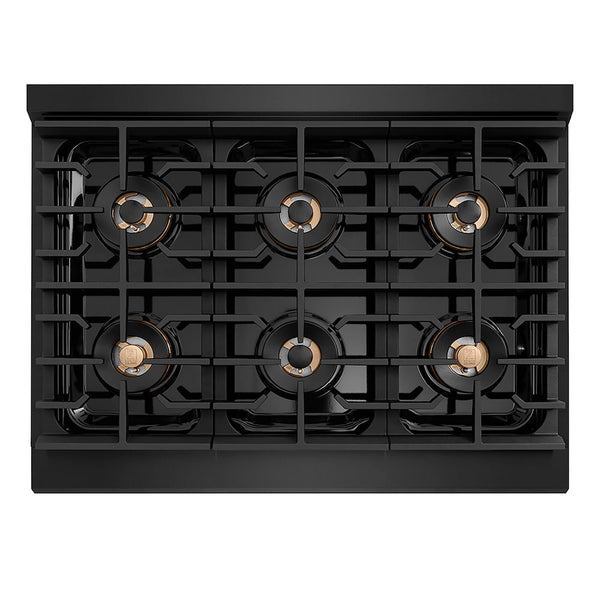 ZLINE 36 in. 5.2 cu. ft. Paramount Dual Fuel Range with 6 Burner DuoPro™ Cooktop and Electric Convection Oven in Black Stainless Steel, Open Box-Good Condition