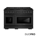 ZLINE 48 in. 6.7 cu. ft. Paramount Dual Fuel Range with 8 Burner DuoPro™ Cooktop and Dual Ovens in Black Stainless Steel, Open Box-Good Condition