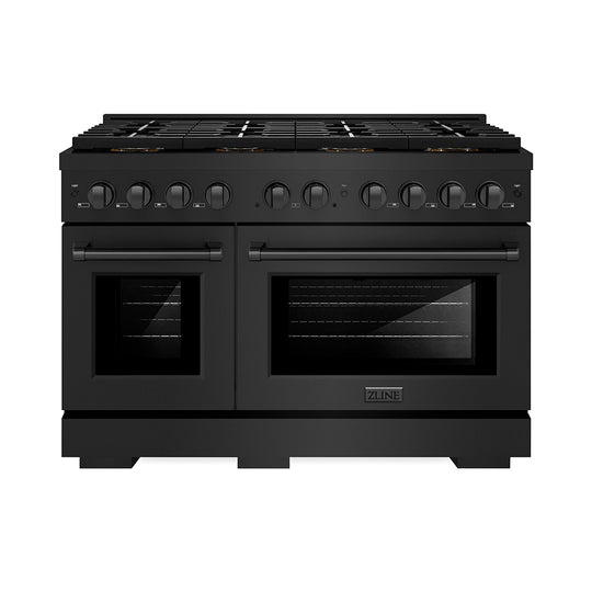 ZLINE 48 in. 6.7 cu. ft. Paramount Dual Fuel Range with 8 Burner DuoPro™ Cooktop and Dual Ovens in Black Stainless Steel (PSDRB-48)