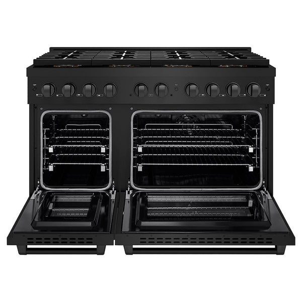 ZLINE 48 in. 6.7 cu. ft. Paramount Dual Fuel Range with 8 Burner DuoPro™ Cooktop and Dual Ovens in Black Stainless Steel, Open Box-Good Condition