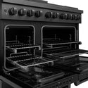 ZLINE 48 in. 6.7 cu. ft. Paramount Dual Fuel Range with 8 Burner DuoPro™ Cooktop and Dual Ovens in Black Stainless Steel, Open Box-Great Condition