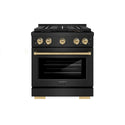 ZLINE Autograph Edition 30 in. 4.2 cu. ft. Paramount Dual Fuel Range with 4 Burner DuoPro™ Cooktop and Electric Convection Oven in Black Stainless Steel and Champagne Bronze Accents, Open Box-Good Condition