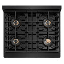 ZLINE Autograph Edition 30 in. 4.2 cu. ft. Paramount Dual Fuel Range with 4 Burner DuoPro™ Cooktop and Electric Convection Oven in Black Stainless Steel and Champagne Bronze Accents, Open Box-Good Condition