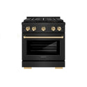 ZLINE Autograph Edition 30 in. 4.2 cu. ft. Paramount Dual Fuel Range with 4 Burner DuoPro™ Cooktop and Electric Convection Oven in Black Stainless Steel and Polished Gold Accents, Open Box-Good Condition