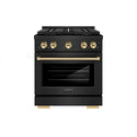 ZLINE Autograph Edition 30 in. 4.2 cu. ft. Paramount Dual Fuel Range with 4 Burner DuoPro™ Cooktop and Electric Convection Oven in Black Stainless Steel and Polished Gold Accents, Open Box-Great Condition
