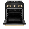 ZLINE Autograph Edition 30 in. 4.2 cu. ft. Paramount Dual Fuel Range with 4 Burner DuoPro™ Cooktop and Electric Convection Oven in Black Stainless Steel and Polished Gold Accents, Open Box-Good Condition