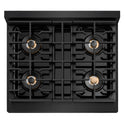 ZLINE Autograph Edition 30 in. 4.2 cu. ft. Paramount Dual Fuel Range with 4 Burner DuoPro™ Cooktop and Electric Convection Oven in Black Stainless Steel and Polished Gold Accents (PSDRBZ-30-G)