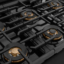 ZLINE Autograph Edition 36 in. 5.2 cu. ft. Paramount Dual Fuel Range with 6 Burner DuoPro™ Cooktop and Electric Convection Oven in Black Stainless Steel and Champagne Bronze Accents (PSDRBZ-36-CB)