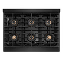 ZLINE Autograph Edition 36 in. 5.2 cu. ft. Paramount Dual Fuel Range with 6 Burner DuoPro™ Cooktop and Electric Convection Oven in Black Stainless Steel and Champagne Bronze Accents, Open Box-Good Condition