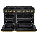ZLINE Autograph Edition 48 in. 6.7 cu. ft. Paramount Dual Fuel Range with 8 Burner DuoPro™ Cooktop and Dual Ovens in Black Stainless Steel and Champagne Bronze Accents, Open Box-Good Condition
