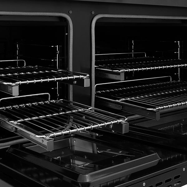 ZLINE Autograph Edition 48 in. 6.7 cu. ft. Paramount Dual Fuel Range with 8 Burner DuoPro™ Cooktop and Dual Ovens in Black Stainless Steel and Champagne Bronze Accents, Open Box-Great Condition