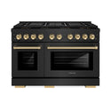 ZLINE Autograph Edition 48 in. 6.7 cu. ft. Paramount Dual Fuel Range with 8 Burner DuoPro™ Cooktop and Dual Ovens in Black Stainless Steel and Polished Gold Accents, Open Box-Great Condition