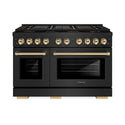 ZLINE Autograph Edition 48 in. 6.7 cu. ft. Paramount Dual Fuel Range with 8 Burner DuoPro™ Cooktop and Dual Ovens in Black Stainless Steel and Polished Gold Accents, Open Box-Good Condition