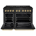 ZLINE Autograph Edition 48 in. 6.7 cu. ft. Paramount Dual Fuel Range with 8 Burner DuoPro™ Cooktop and Dual Ovens in Black Stainless Steel and Polished Gold Accents, Open Box-Great Condition