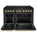 ZLINE Autograph Edition 48 in. 6.7 cu. ft. Paramount Dual Fuel Range with 8 Burner DuoPro™ Cooktop and Dual Ovens in Black Stainless Steel and Polished Gold Accents, Open Box-Good Condition