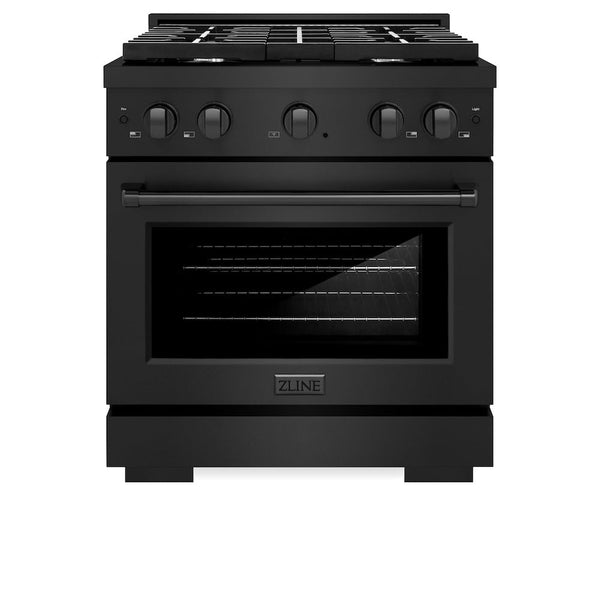 ZLINE 30 in. 4.2 cu. ft. Paramount Dual Fuel Range with 4 Burner Gas Cooktop and Electric Convection Oven in Black Stainless Steel, Open Box-Good Condition