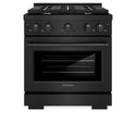 ZLINE 30 in. 4.2 cu. ft. Paramount Dual Fuel Range with 4 Burner Gas Cooktop and Electric Convection Oven in Black Stainless Steel, Open Box-Great Condition