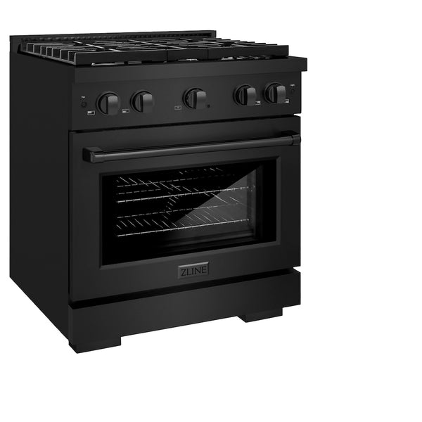 ZLINE 30 in. 4.2 cu. ft. Paramount Dual Fuel Range with 4 Burner Gas Cooktop and Electric Convection Oven in Black Stainless Steel, Open Box-Great Condition