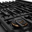 ZLINE 36 in. 5.2 cu. ft. Paramount Dual Fuel Range with 6 Burner Gas Cooktop and Electric Convection Oven in Black Stainless Steel, Open Box-Great Condition