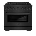 ZLINE 36 in. 5.2 cu. ft. Paramount Dual Fuel Range with 6 Burner Gas Cooktop and Electric Convection Oven in Black Stainless Steel (SDRB-36)