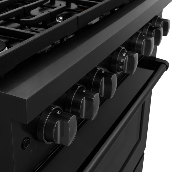 ZLINE 36 in. 5.2 cu. ft. Paramount Dual Fuel Range with 6 Burner Gas Cooktop and Electric Convection Oven in Black Stainless Steel, Open Box-Great Condition