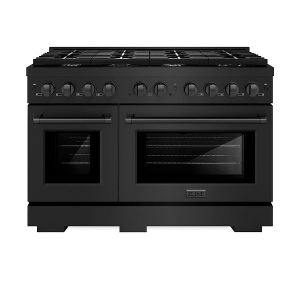 ZLINE 48 in. 6.7 cu. ft. Paramount Double Oven Dual Fuel Range with 8 Burner Gas Cooktop in Black Stainless Steel, Open Box-Great Condition