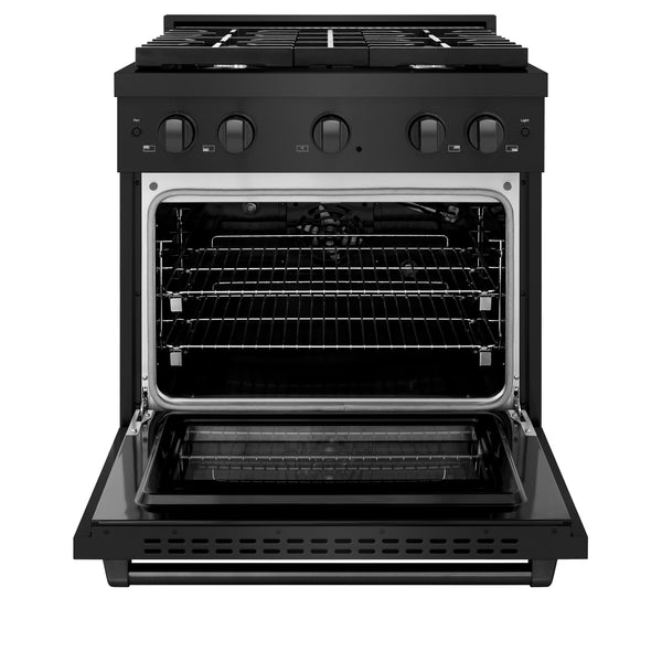 ZLINE 30 in. 4.2 cu. ft. Paramount Gas Range with 4 Burner Cooktop and Convection Gas Oven in Black Stainless Steel (SGRB-30)