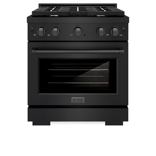 ZLINE 30 in. 4.2 cu. ft. Paramount Gas Range with 4 Burner Cooktop and Convection Gas Oven in Black Stainless Steel (SGRB2-30)