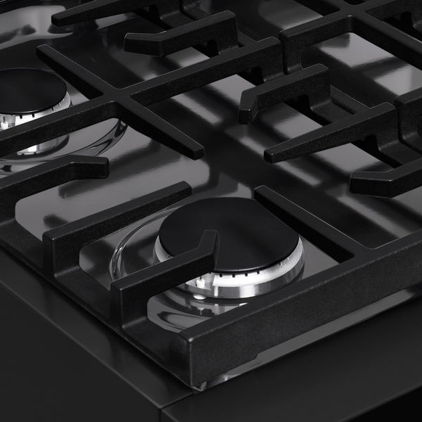 ZLINE 30 in. 4.2 cu. ft. Paramount Gas Range with 4 Burner Cooktop and Convection Gas Oven in Black Stainless Steel (SGRB2-30)