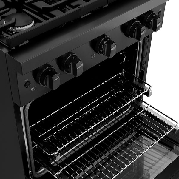 ZLINE 30 in. 4.2 cu. ft. Paramount Gas Range with 4 Burner Cooktop and Convection Gas Oven in Black Stainless Steel (SGRB2-30)
