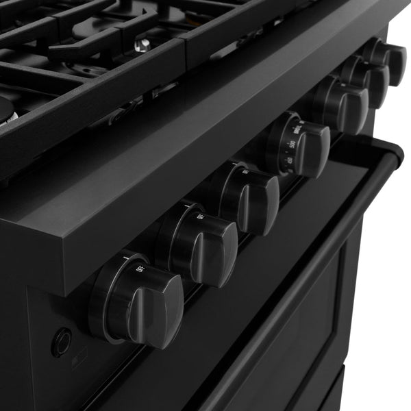 ZLINE 36 in. 5.2 cu. ft. Paramount Gas Range with 6 Burner Cooktop and Convection Gas Oven in Black Stainless Steel, Open Box-Good Condition