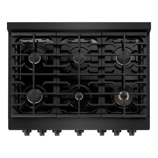 ZLINE 36 in. 5.2 cu. ft. Paramount Gas Range with 6 Burner Cooktop and Convection Gas Oven in Black Stainless Steel, Open Box-Great Condition