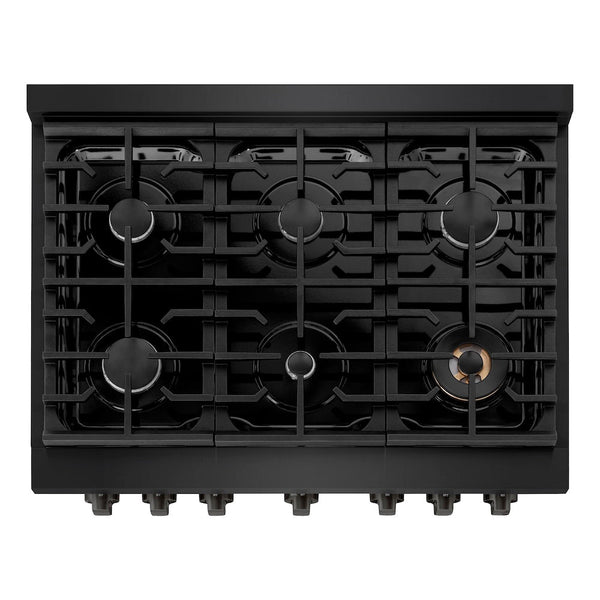 ZLINE 36 in. 5.2 cu. ft. Paramount Gas Range with 6 Burner Cooktop and Convection Gas Oven in Black Stainless Steel, Open Box-Good Condition