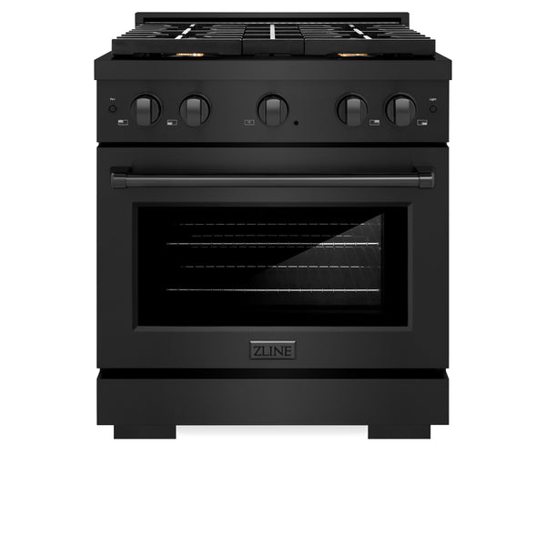 ZLINE 36 in. 5.2 cu. ft. Gas Range with Convection Gas Oven in Black Stainless Steel with 6 Brass Burners (SGRB-BR-36)